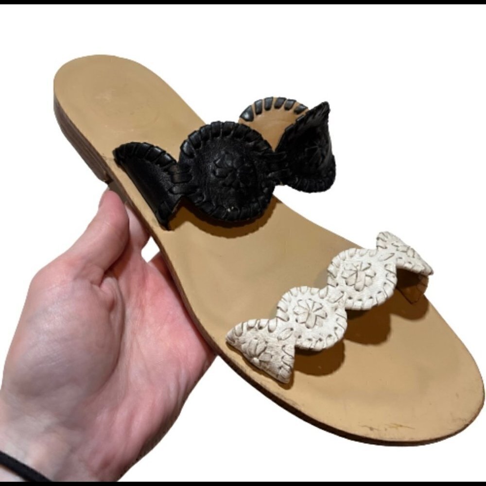 Jack Rogers Lauren Colorblock Black White Sandals
